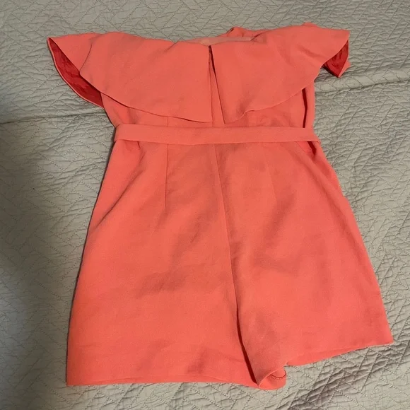 Aritzia Babaton Flutter Romper - Strapless Coral - Picture 2 of 3